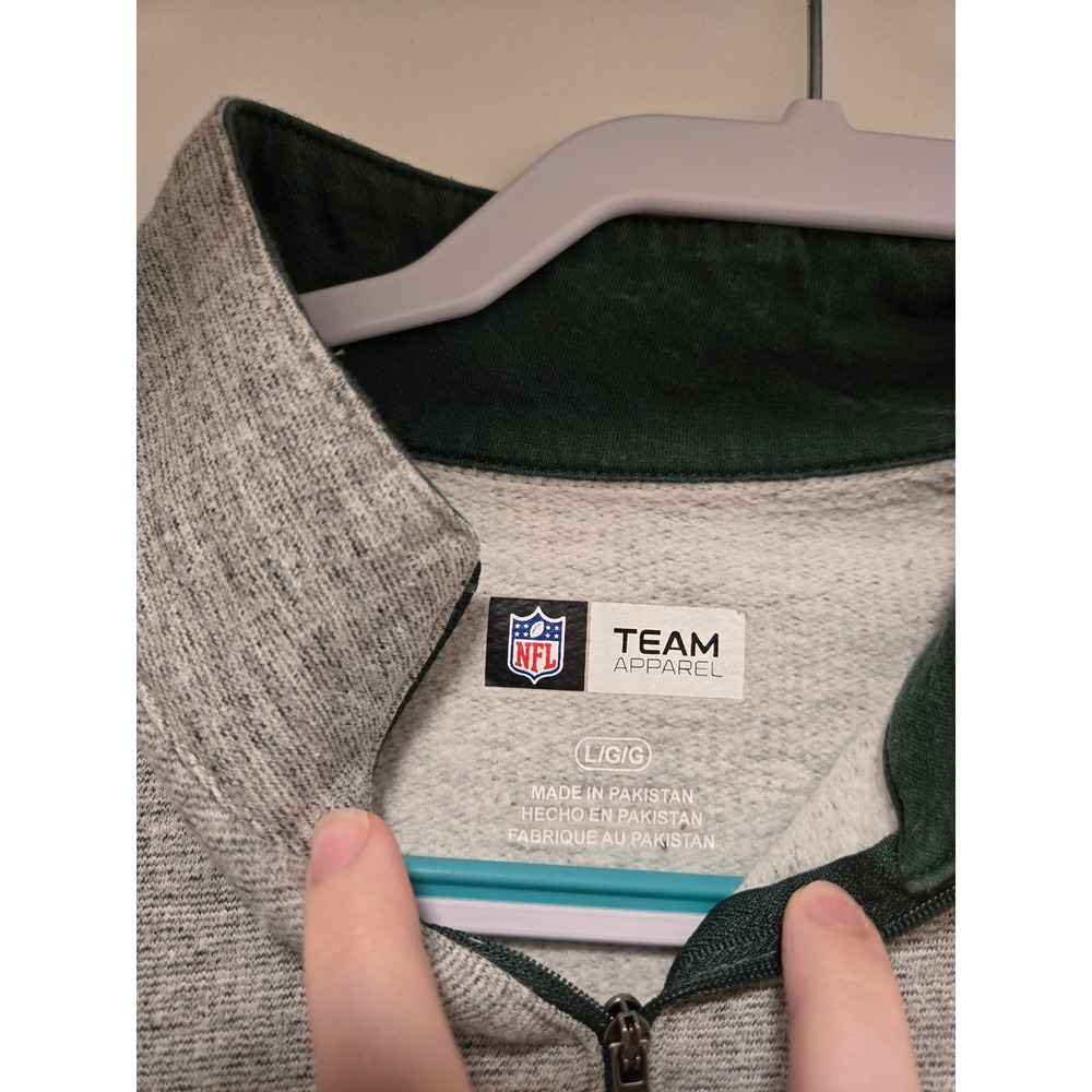 NFL Team Apparel Green Bay Packers Quarter Zip Pullover Heather Gray Mens Large - Picture 3 of 5